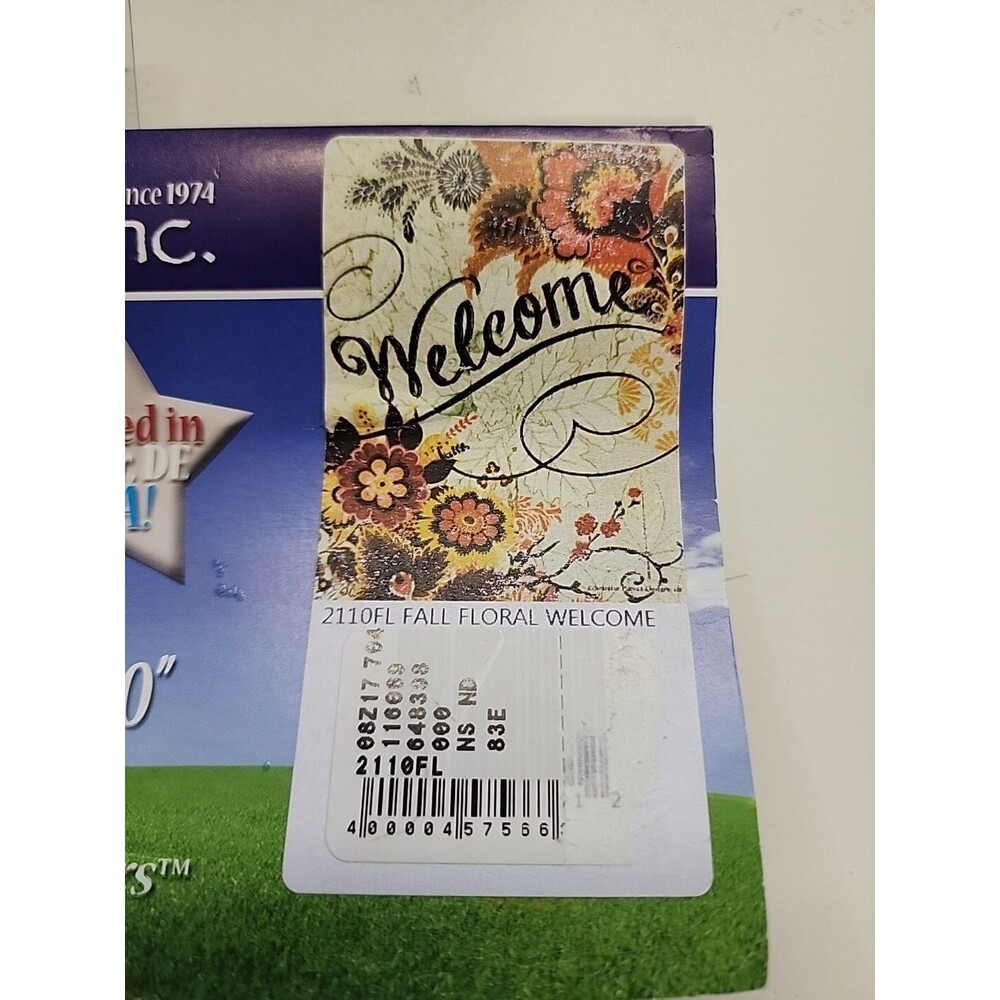 Custom Decor Welcome Flag Fall Flower Colors New In Package Outdoor Garden 28x40